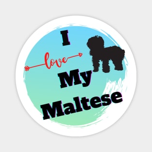 I love my Maltese, Maltese Silhouette Magnet